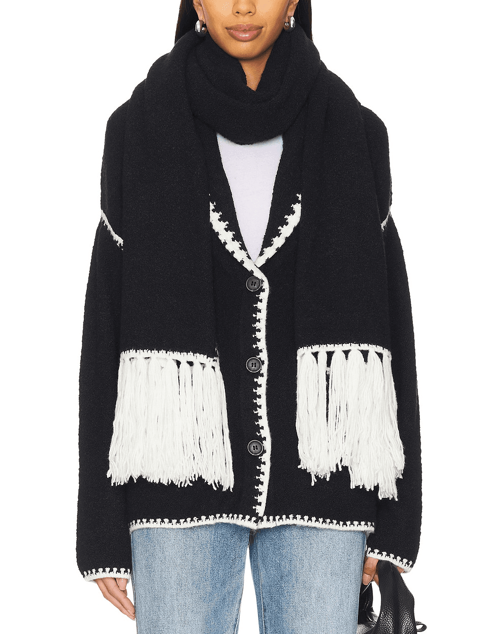 Tierney Boucle Coatigan W Scarf - Image 1