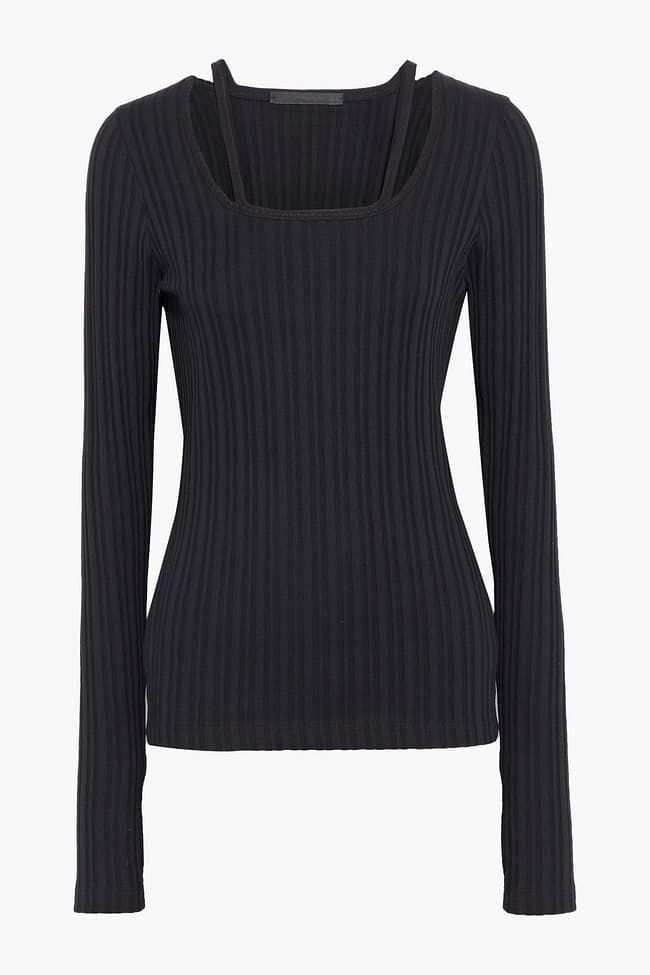 Cutout Ribbed Cotton-Jersey Top - Image 2