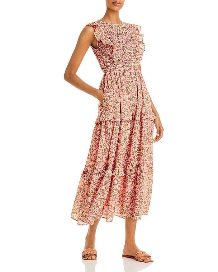 Iris Floral Smocked Sleeveless Midi Dress - Image 2