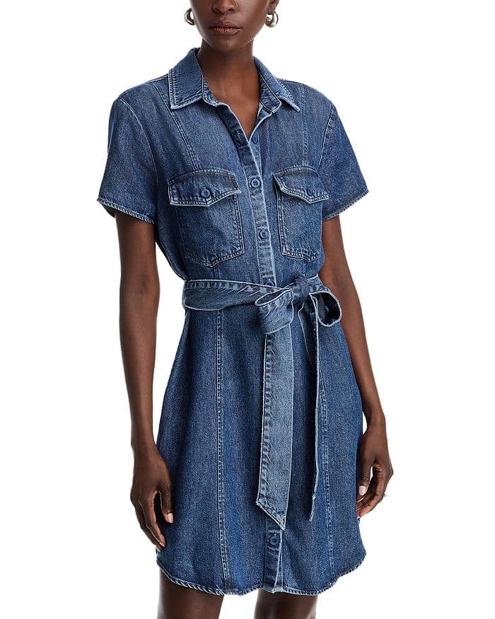 Short Sleeve Seamed Shirt Dress - Image 2
