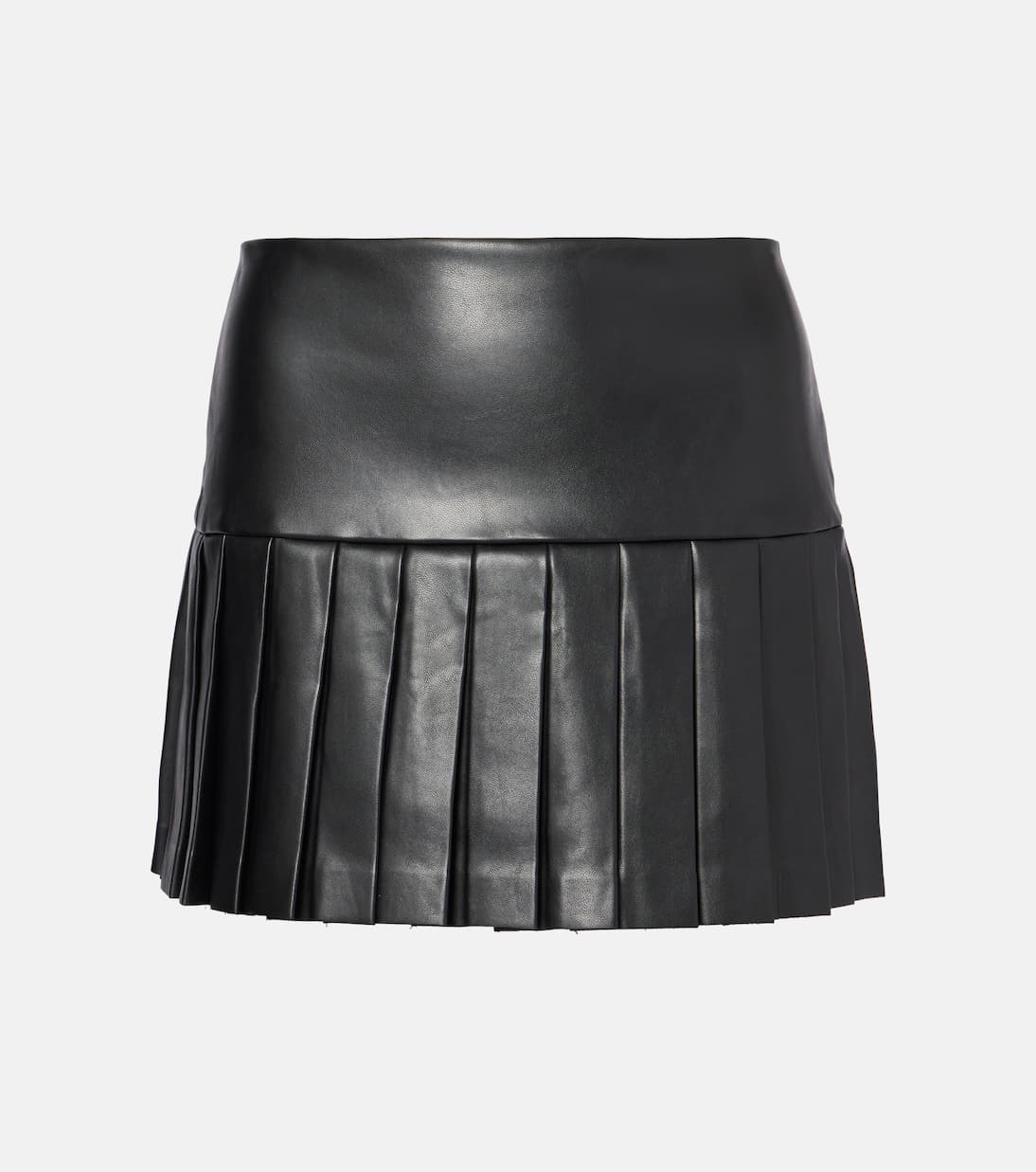 Pleated Faux Leather Miniskirt - Image 2