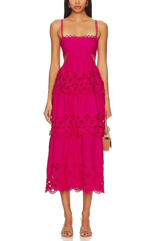 Elloise Midi Dress In Hot Pink - Image 2