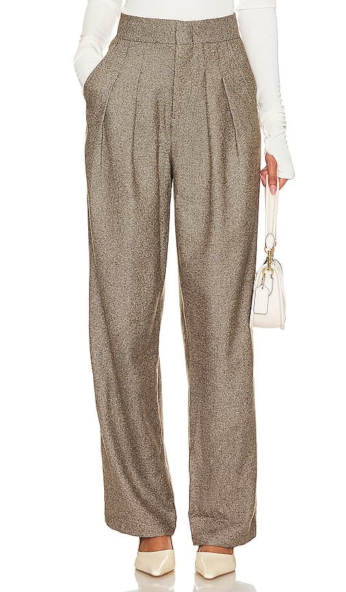 Wick Double Pleat Trouser In Brown - Image 1