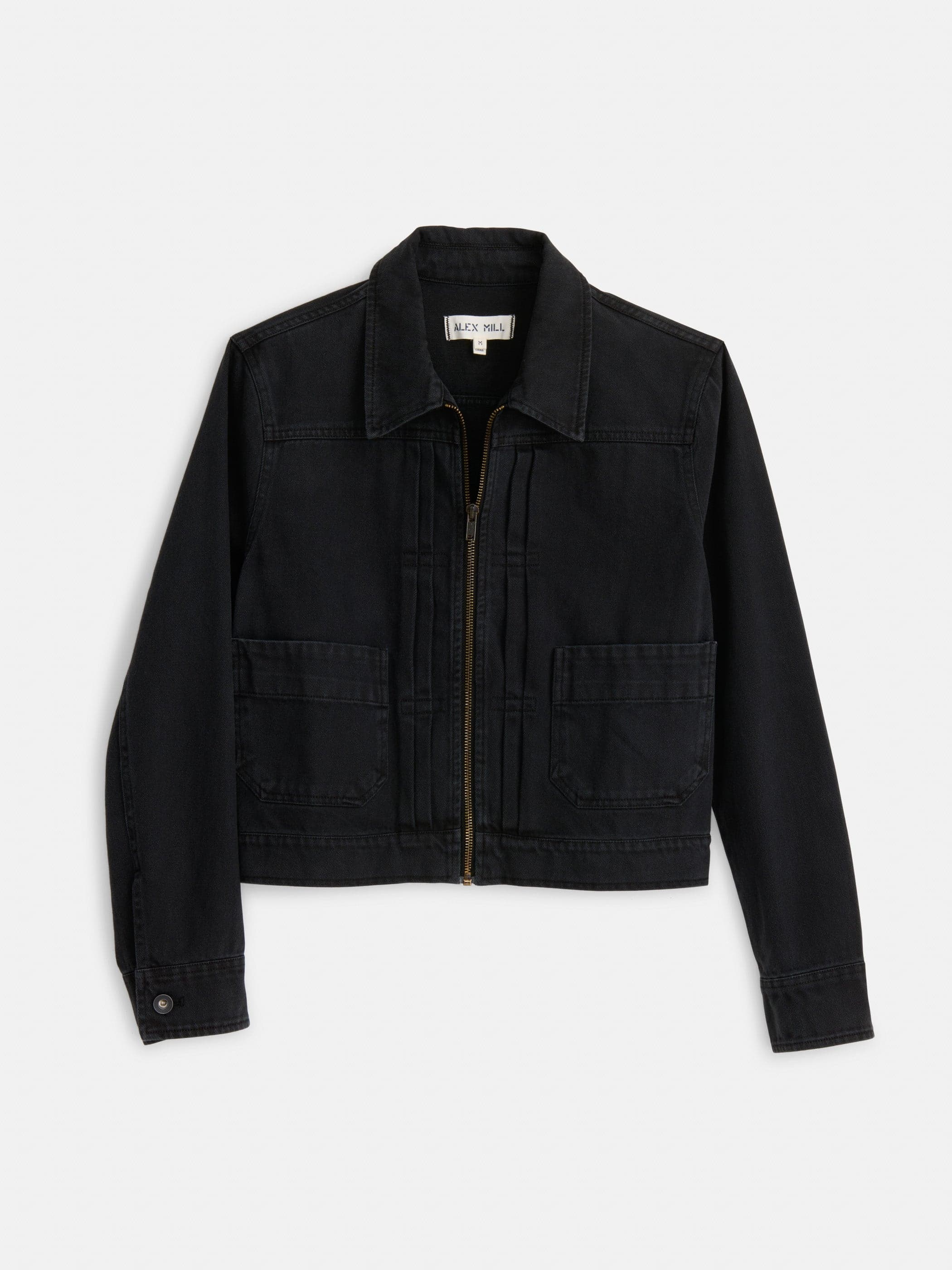 Shrunken Zip Jacket In Recycled Denim - Image 1