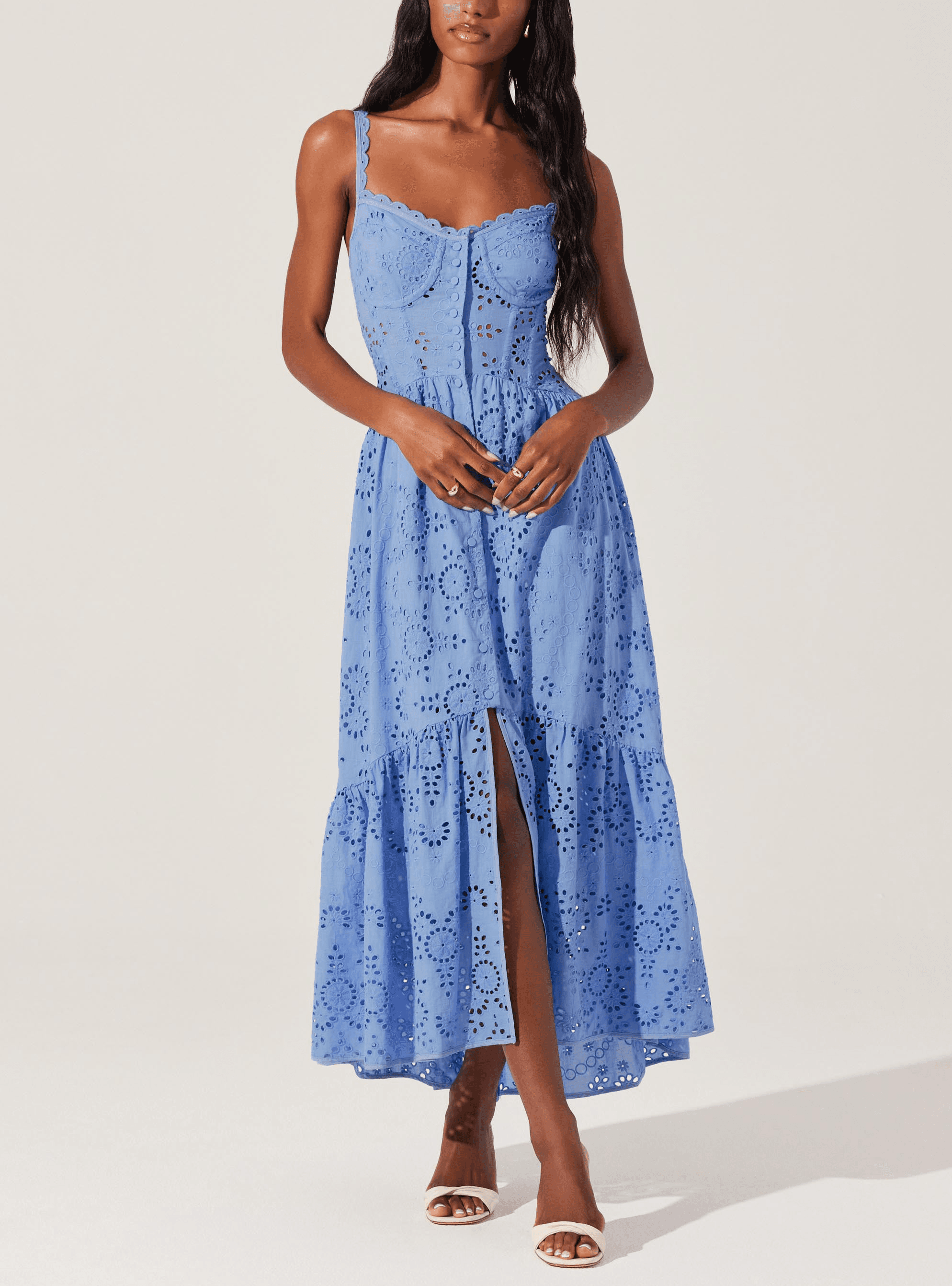 Yamila Eyelet Corset Midi Dress - Image 1