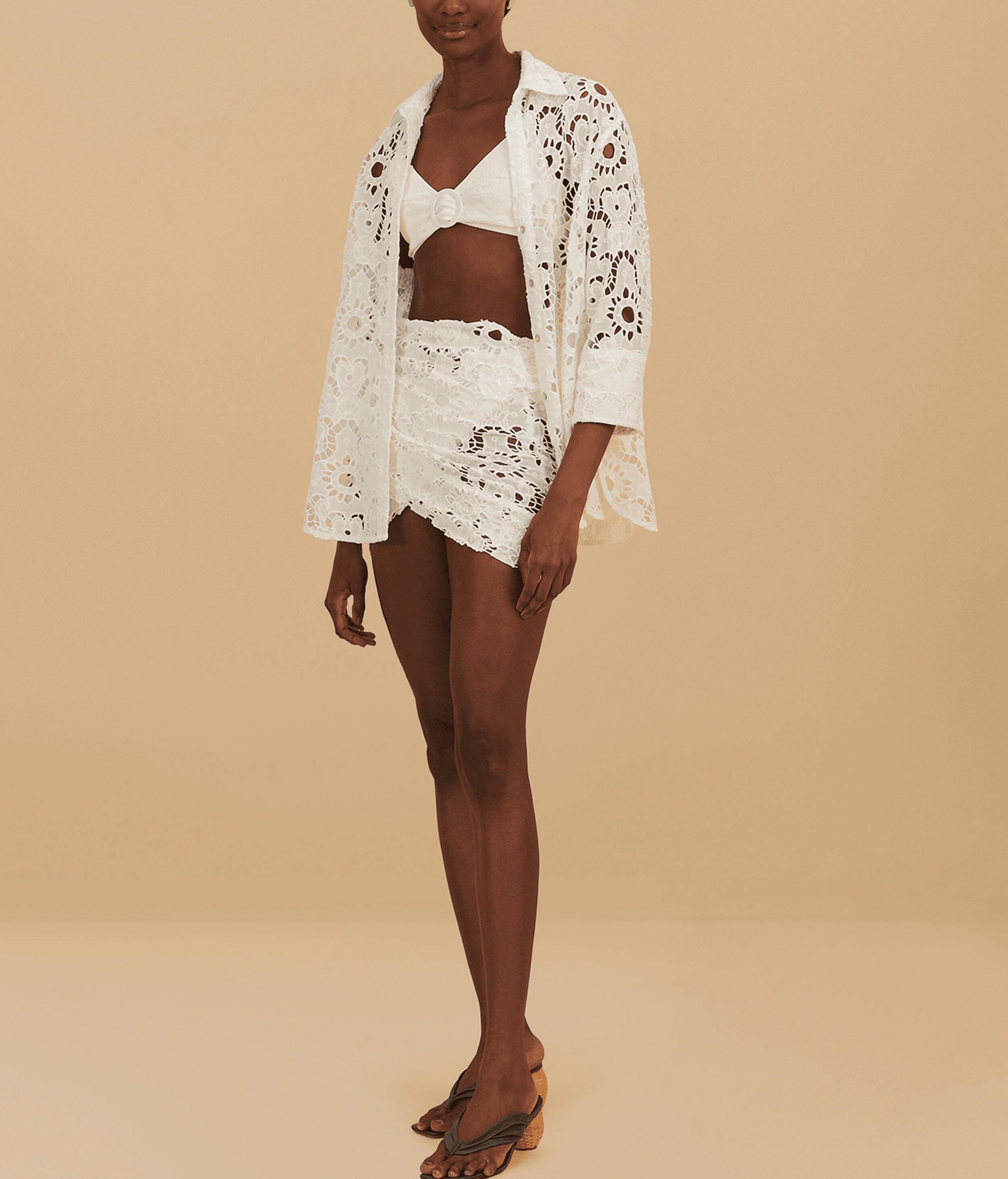 White Sun Eyelet Wrap Mini Skirt - Image 1