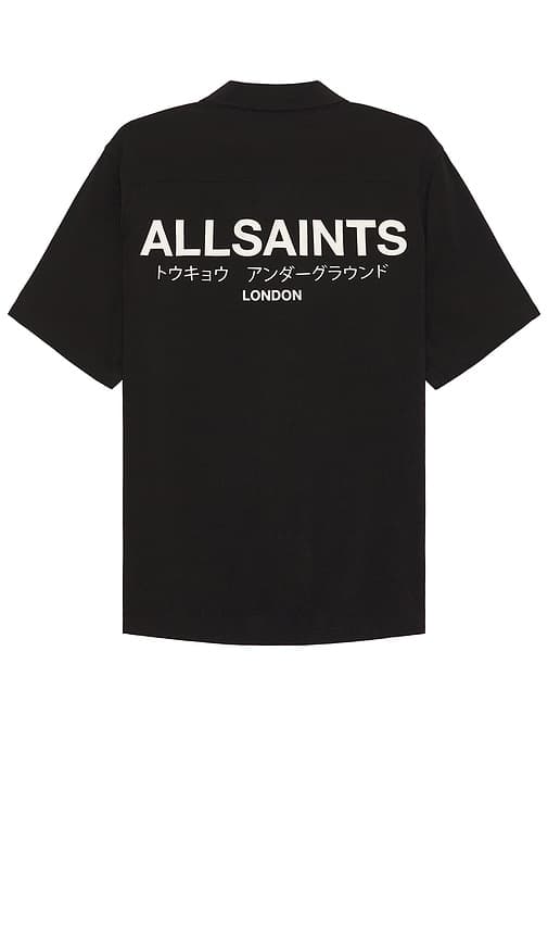 Underground Short Sleeve Shirt In Jet Black & Ecru - Image 2