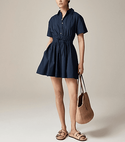 Tall Elena Mini Shirtdress In Cotton Poplin - Image 1