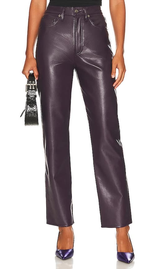 Recycled Leather 90's Pinch Waist In Night Shade - Image 2