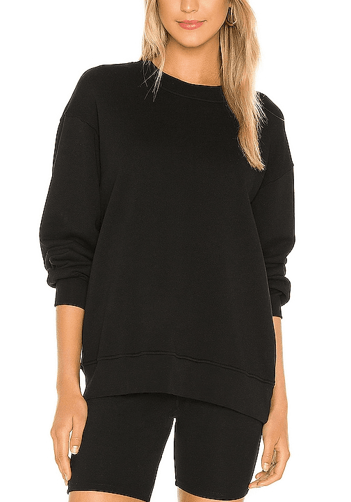 Brooklyn Oversized Crew Sweatshirt In Jet Black - Image 1