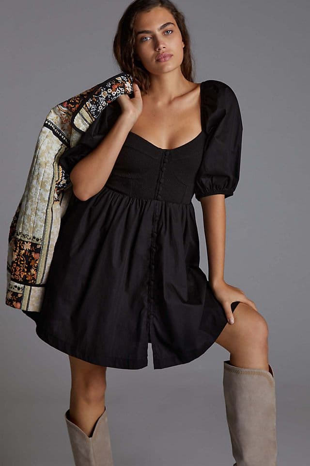 Maeve Puff-Sleeved Sweetheart Mini Dress - Image 1