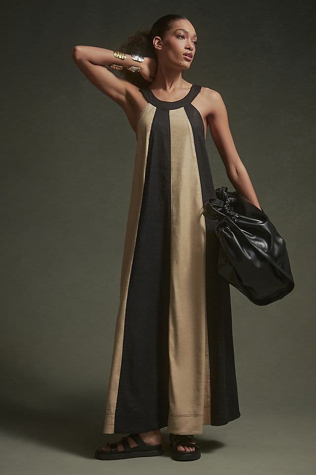 Maeve Linen Halter Swing Maxi Dress - Image 1