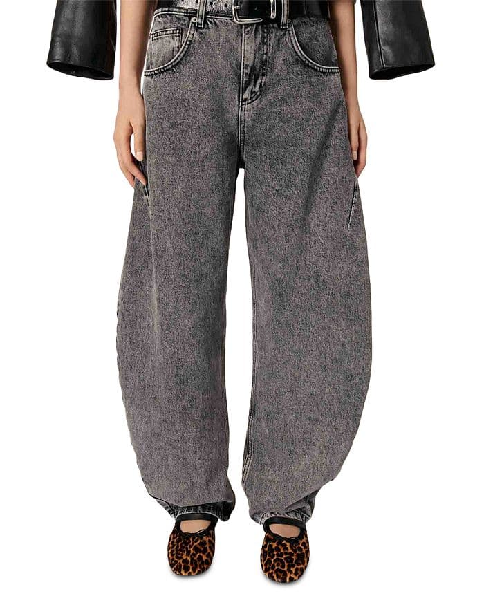 High Rise Balloon Leg Jeans In Grey - Image 2