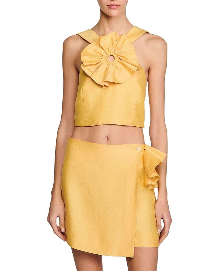 Sandro X Louise Bourgeois Ruffled Crop Top - Image 2