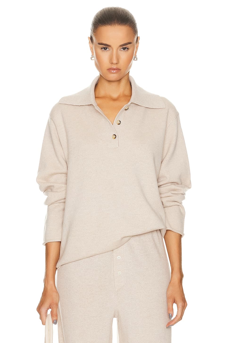 Everyday Polo Top In Oatmeal - Image 2