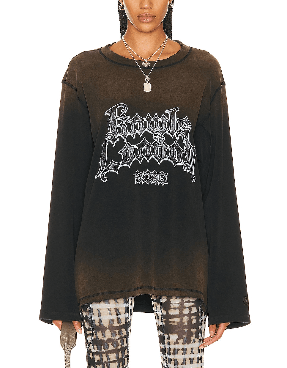 Oversized Long Sleeve T Shirt In Darkwash - Image 1