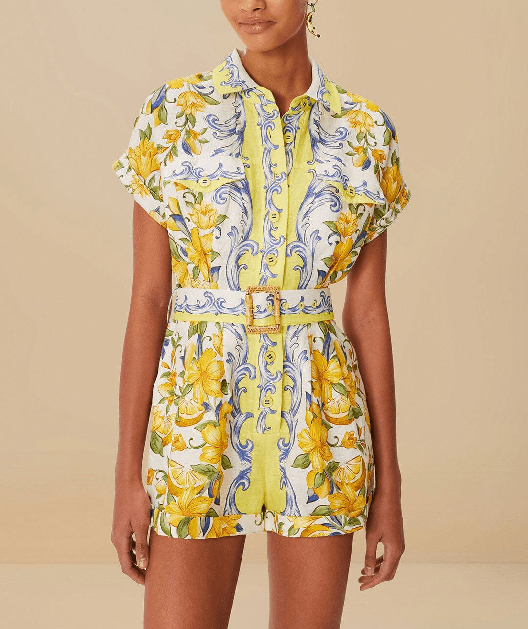 Off-White Sicily Scarf Euroflax Premium Linen Romper - Image 2