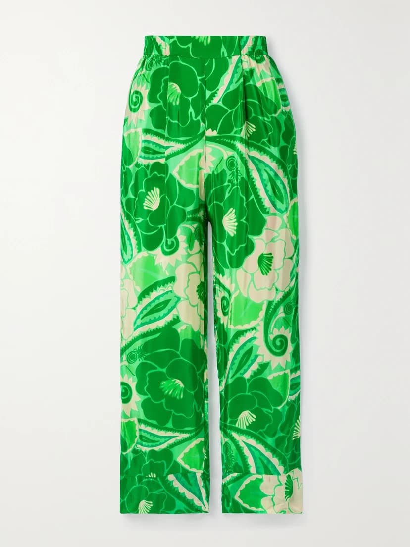 Tropical Groove Printed Satin Straight-Leg Pants - Image 2