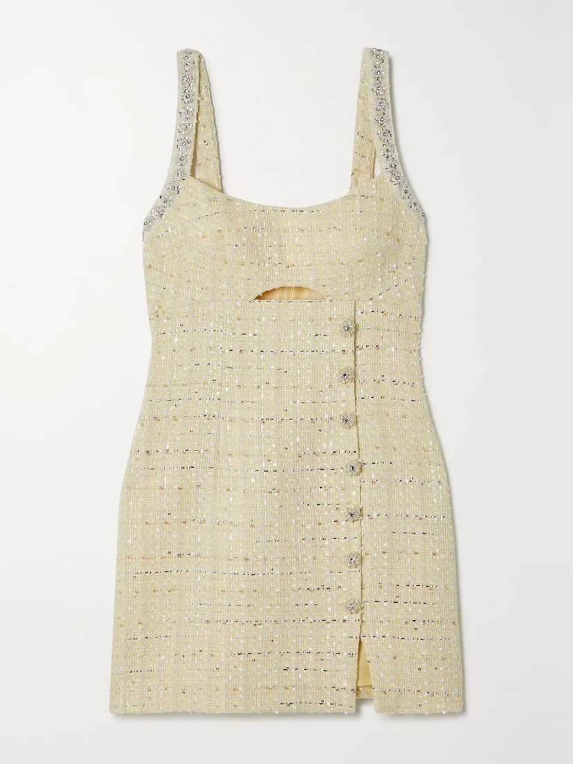 Embellished Cutout Metallic Tweed Mini Dress - Image 2