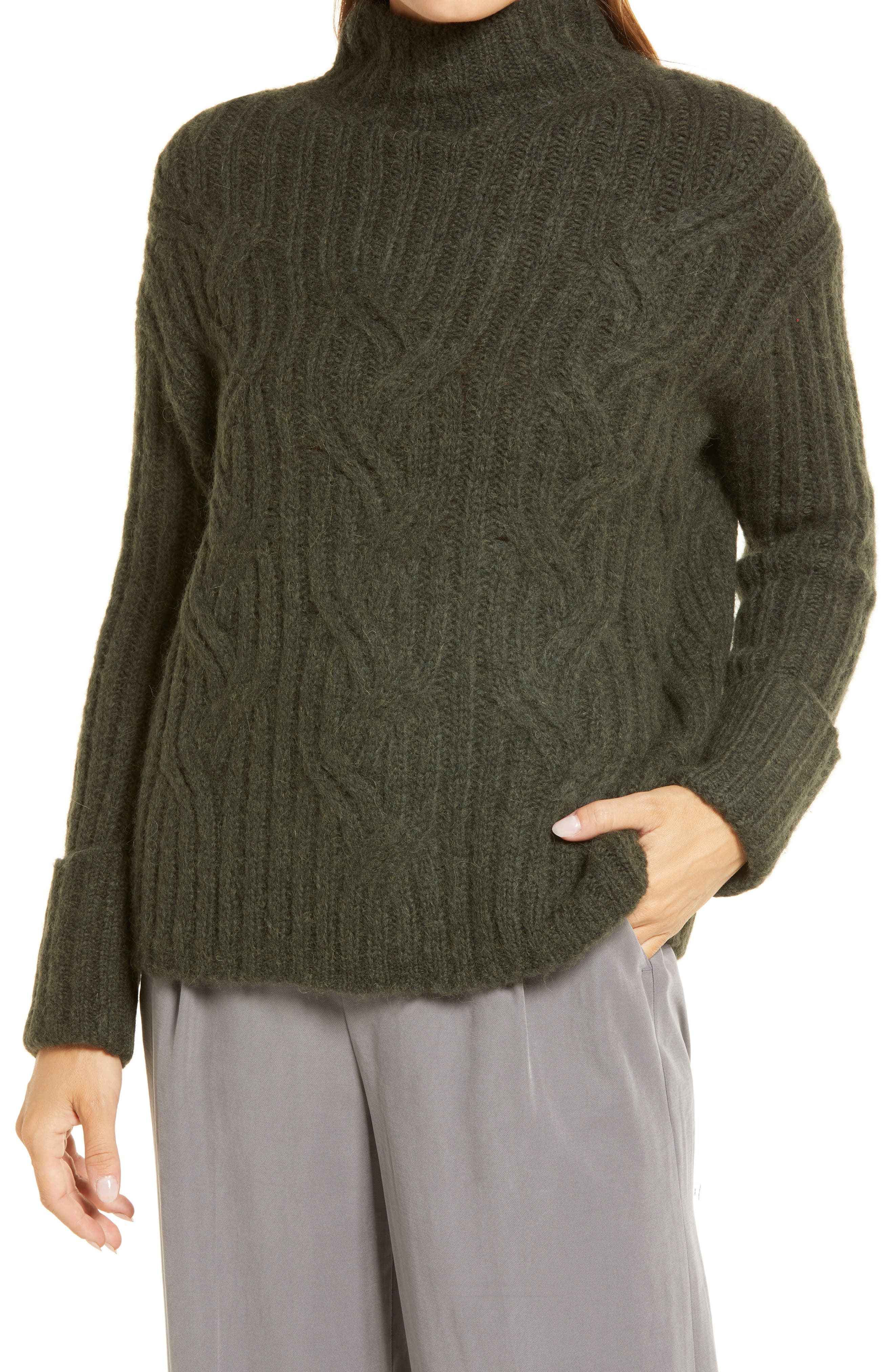 Mirrored Cable Turtleneck Sweater - Image 2