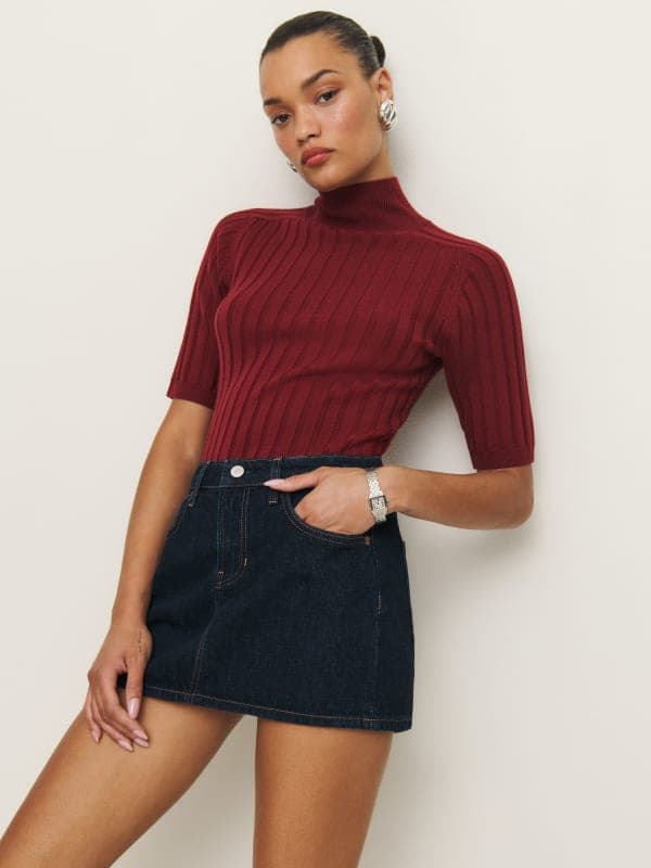 Hazel Low Rise Denim Mini Skirt - Image 2
