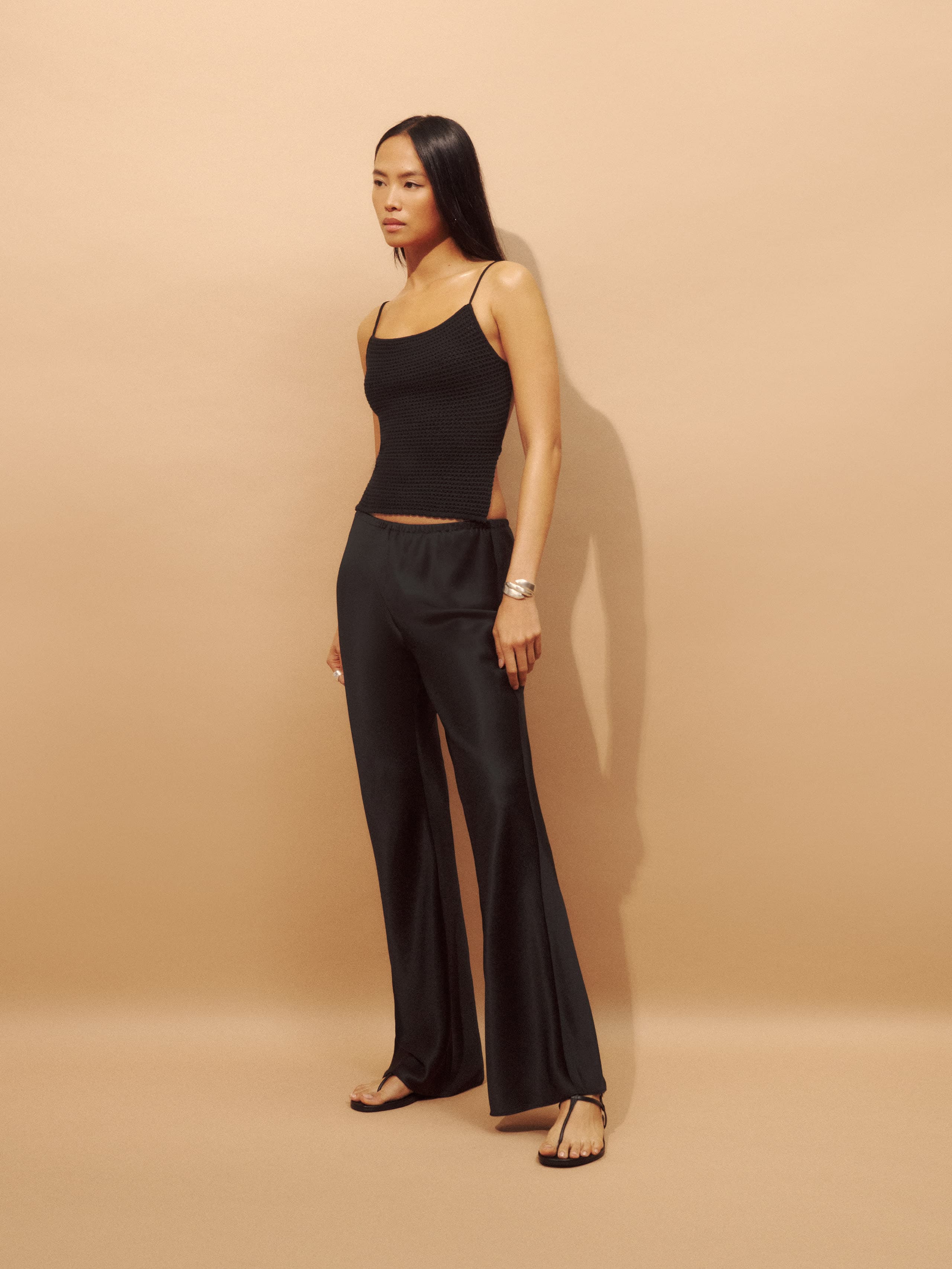Gale Satin Mid Rise Bias Pant - Image 1