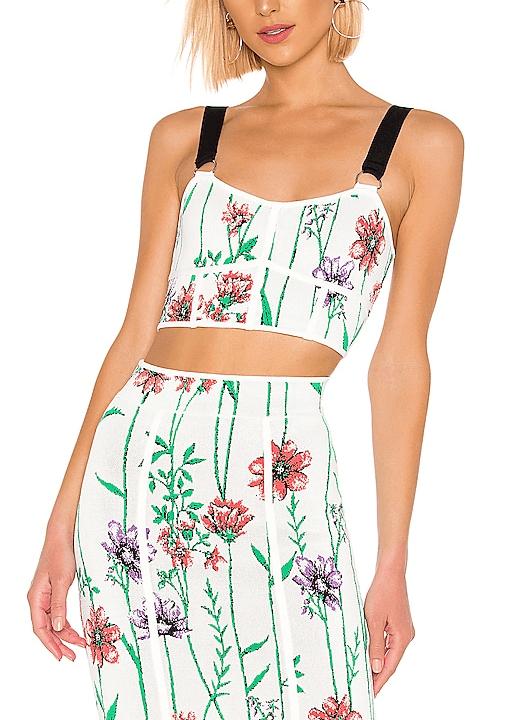 Cropped Knit Top In Gardenia Combo - Image 2