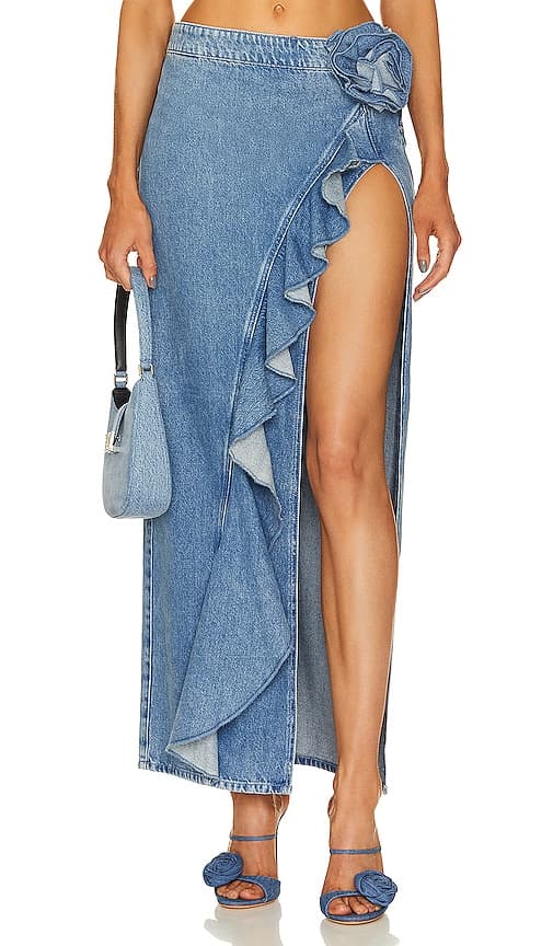 Marsella Rosette Maxi Skirt In Rose Bowl - Image 1