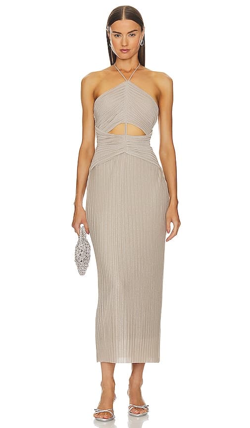 Nyah Midi Dress In Nougat - Image 1