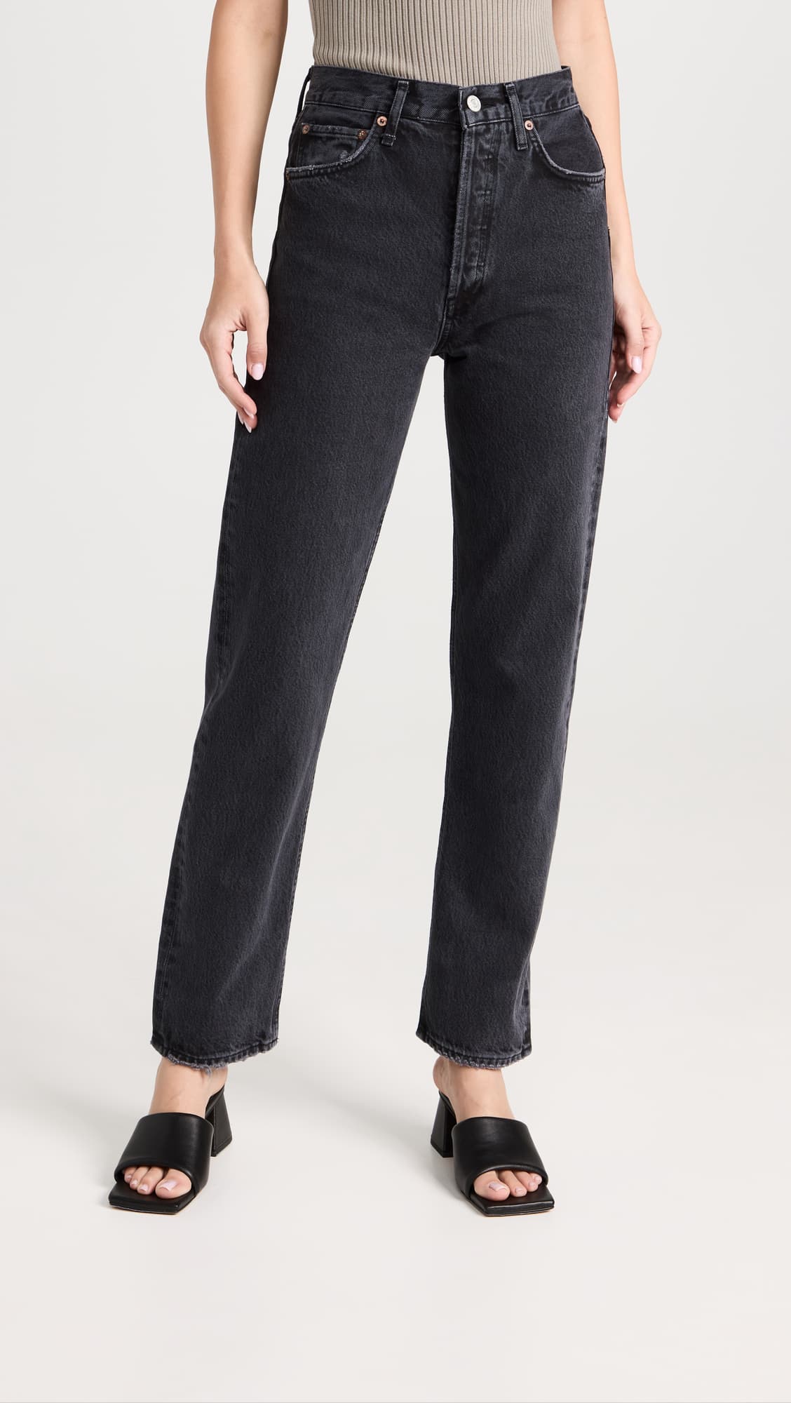 90s Pinch Waist High Rise Straight Jeans - Image 2