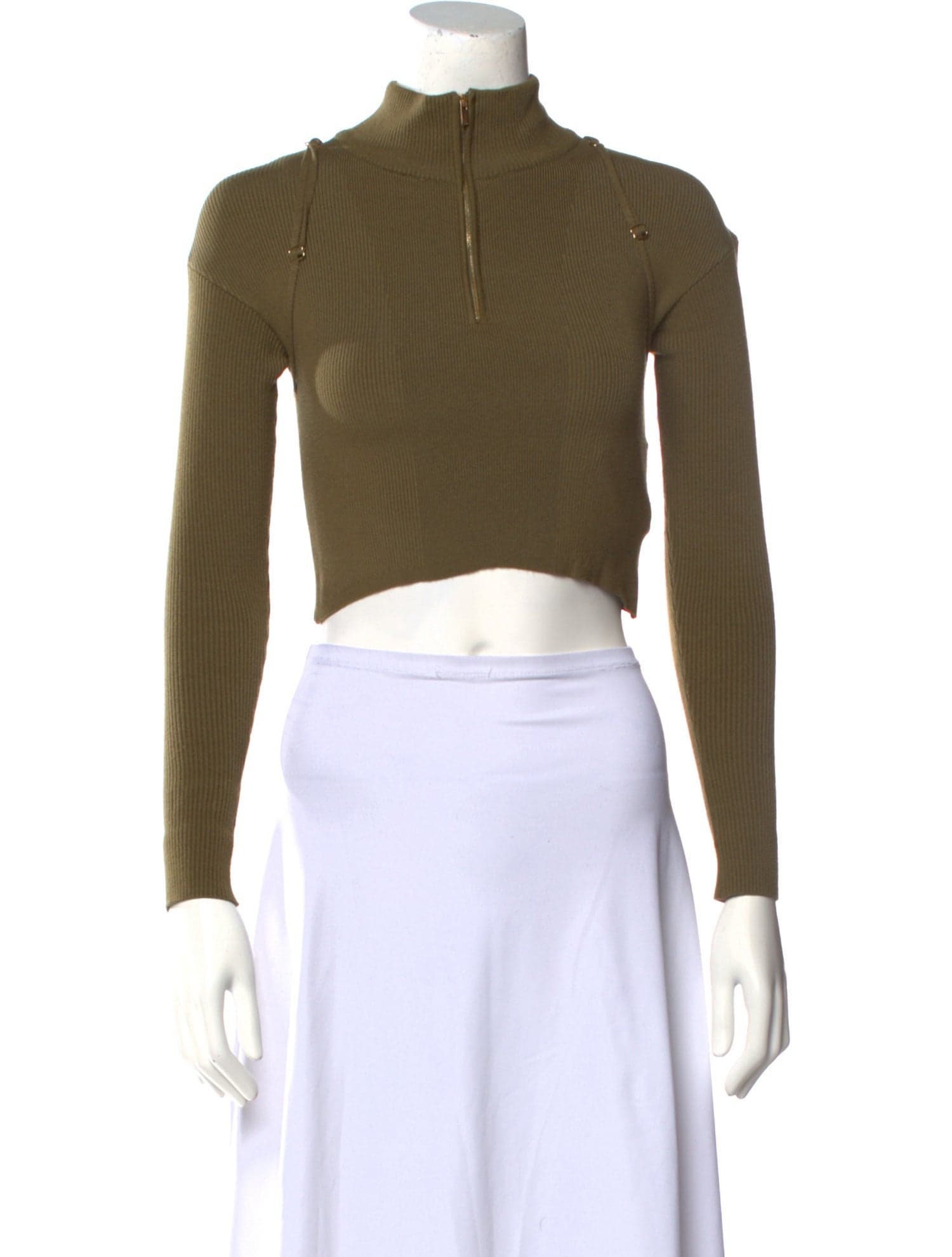 Mock Neck Long Sleeve Crop Top - Image 1