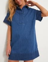 Denim Trapunto Stitch Sofia Shirt Dress - Image 1