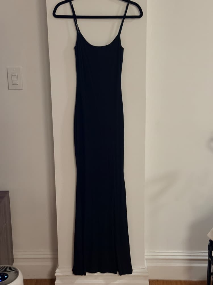 SKIMS Black Ribbed Slip Maxi Dress - Image 3