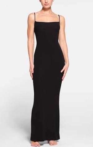 SKIMS Black Ribbed Slip Maxi Dress - Image 1