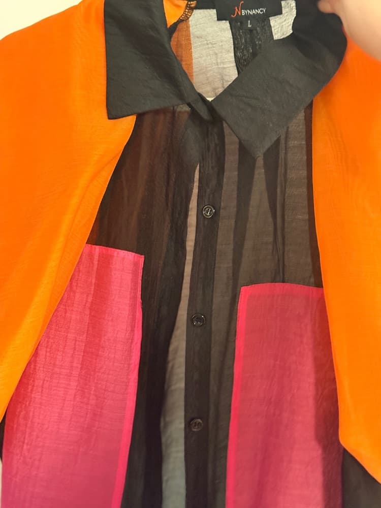 N by Nancy Colorblock Sheer Shirt Dress - Image 4
