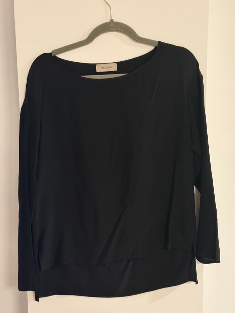 Falconeri Black Long Sleeve Silk Blouse - Image 1