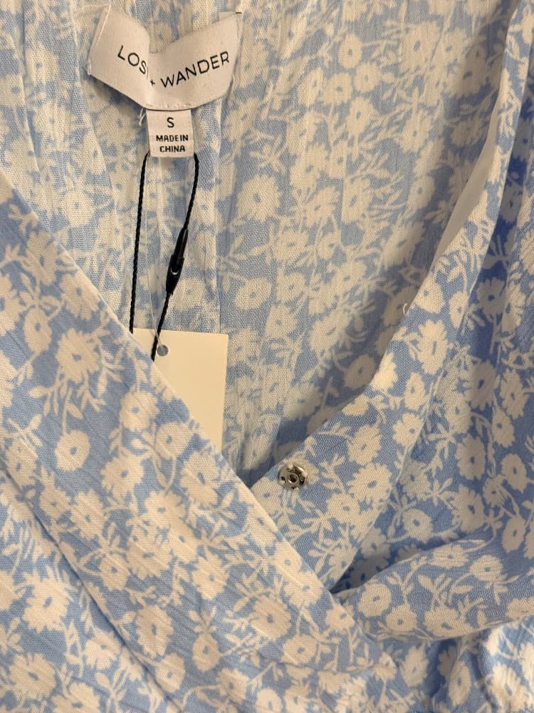 Lost + Wander Blue Floral Smocked Peplum Top - Image 2