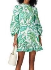 STAUD Green Paisley Print Mini Dress - Image 4