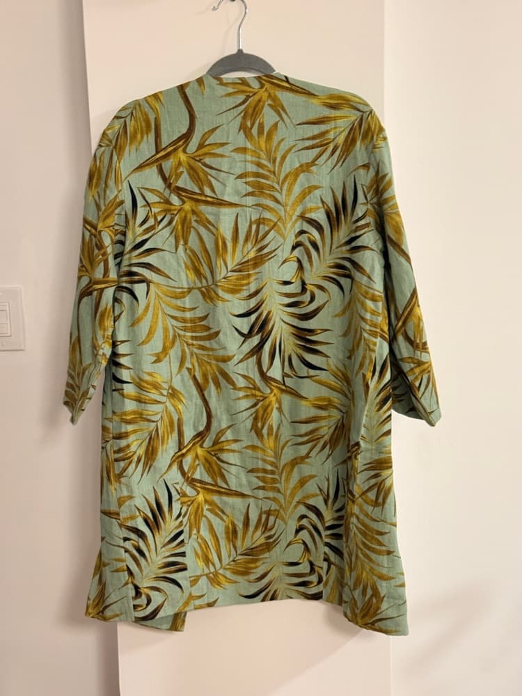 Mikoh Green Tropical Print Open-Front Duster Jacket Blazer - Image 2