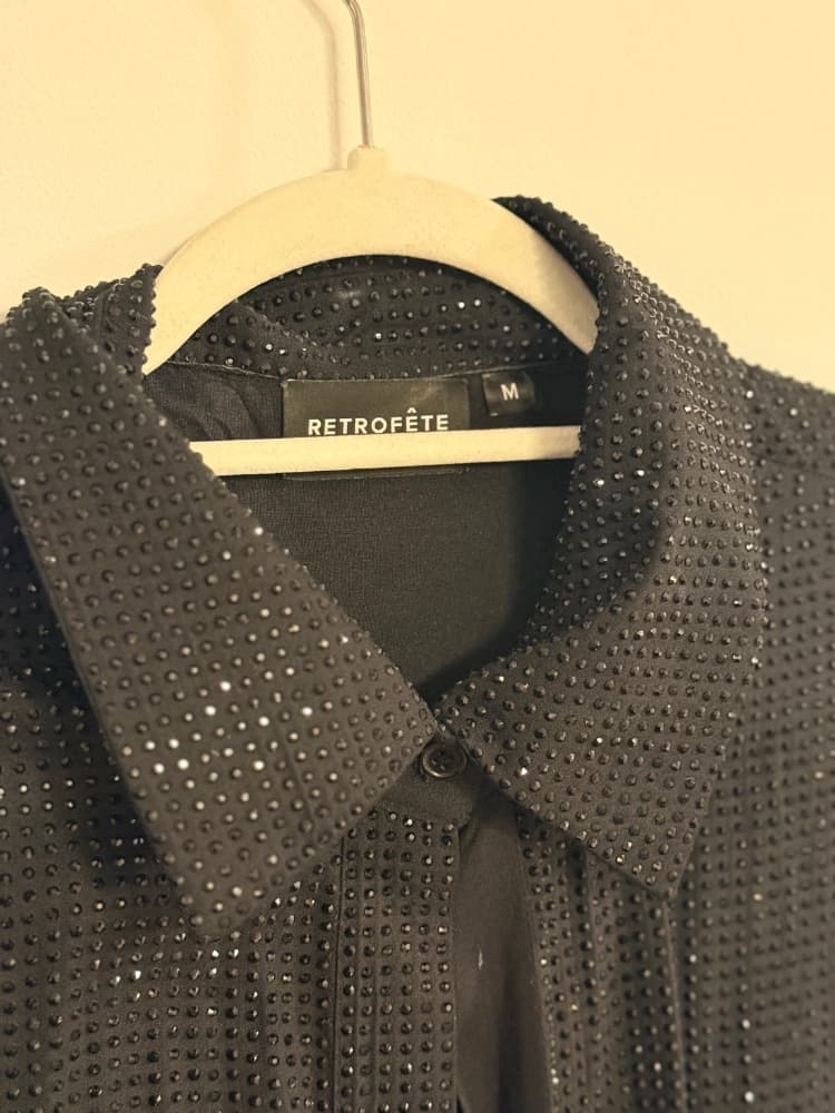 Retrofête Black Studded Button-Down MADDOX EMBELLISHED SHIRT DRESS - Image 4