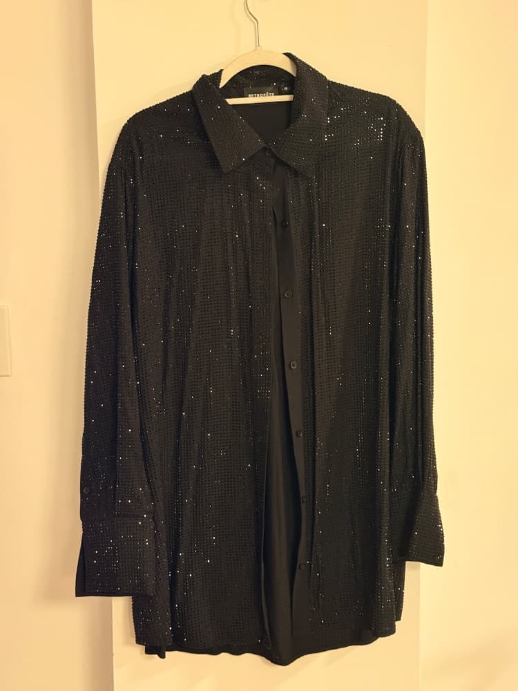 Retrofête Black Studded Button-Down MADDOX EMBELLISHED SHIRT DRESS - Image 2