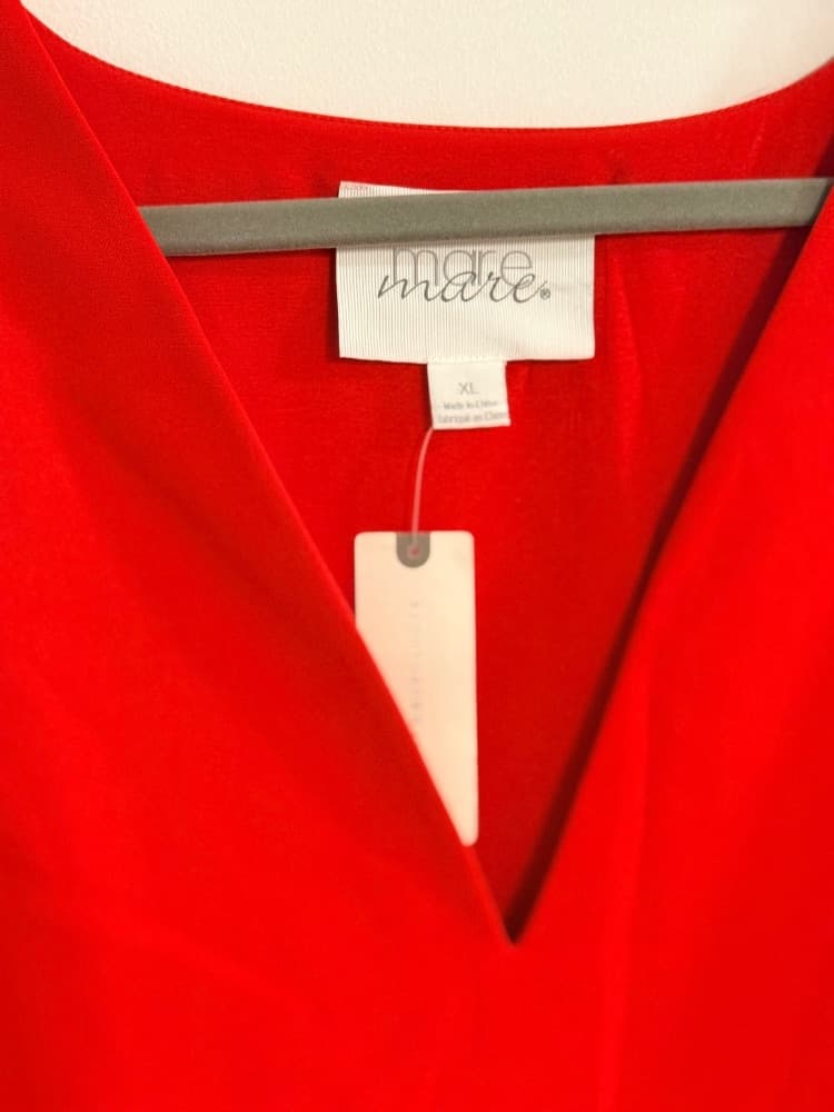Anthropologie Mare Red V-Neck Cropped Blouse Short Sleeve Blouse - Image 2