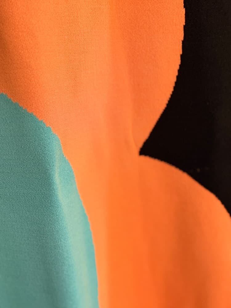STAUD Black Short Sleeve Mini Dress with Abstract Colorblock Design - Image 2
