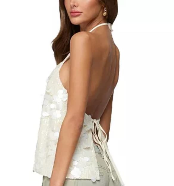 Backless Halter Sequin Top - Image 2