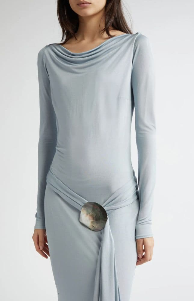 Conner Ives Demi Couture Long Sleeve Silk Jersey Maxi Dress - Image 3