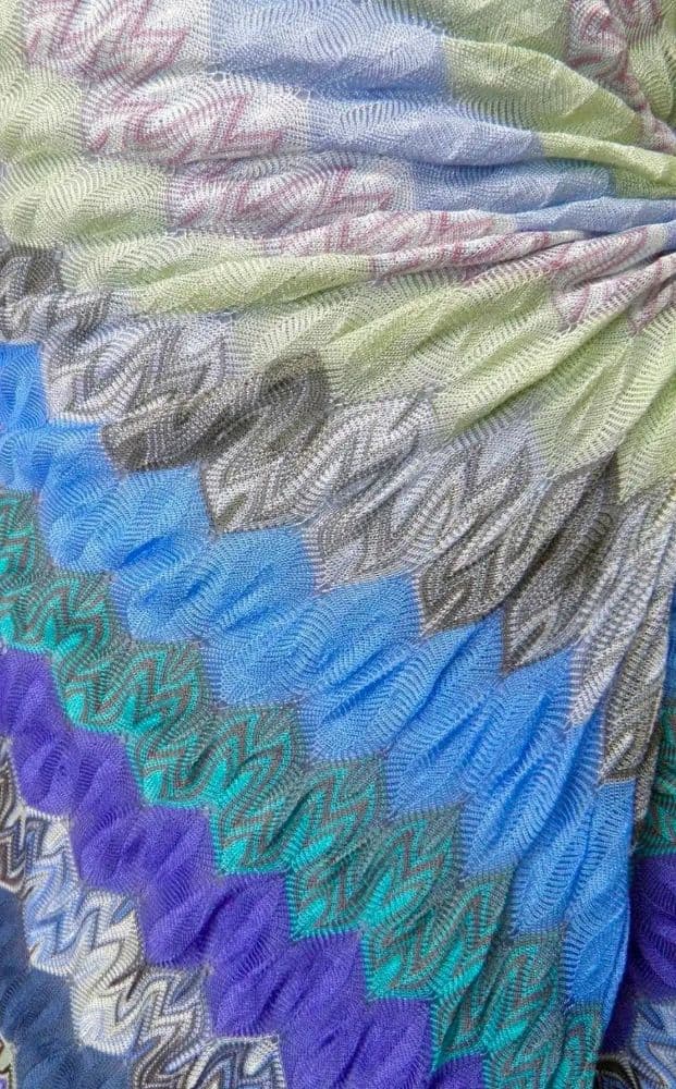 Missoni Blue Signature Crochet Knit Halter Wrap Dress - Image 3