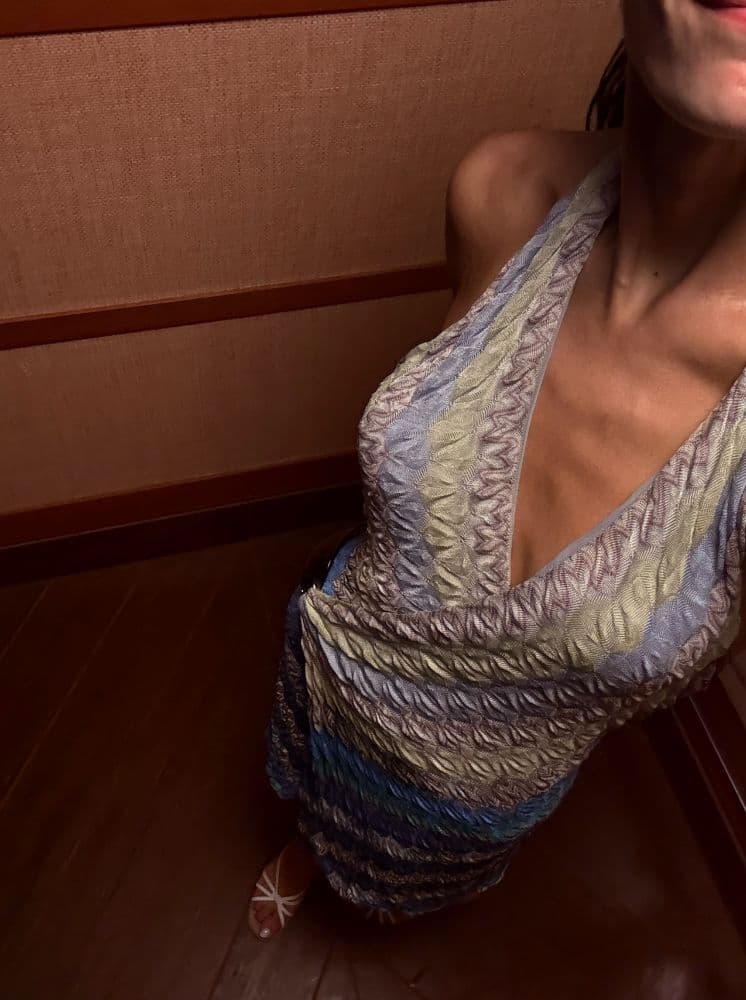 Missoni Blue Signature Crochet Knit Halter Wrap Dress - Image 4