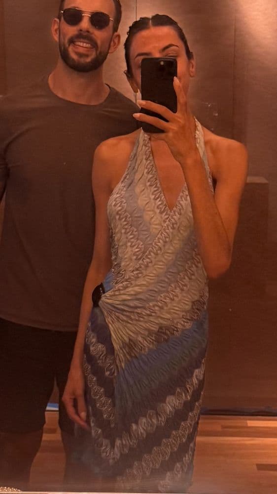 Missoni Blue Signature Crochet Knit Halter Wrap Dress - Image 5