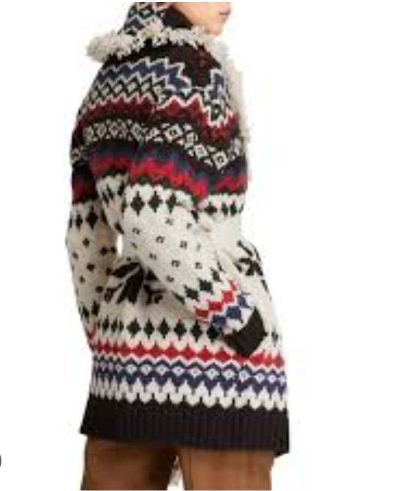 Polo Ralph Lauren Apache Intarsia Knit Cardigan, Belted,Long, Snowflake - Image 2