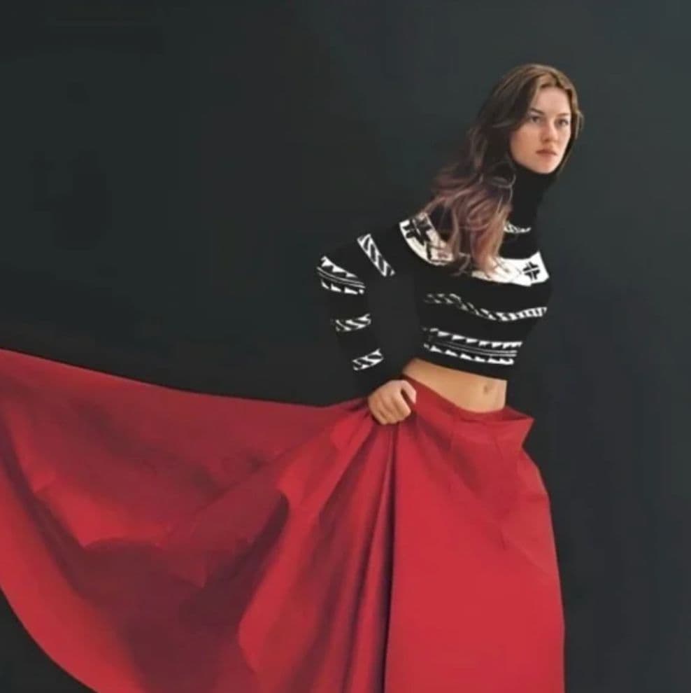 Ralph Lauren Sweater Cropped Black & Creme Southwest Fair Isle - Image 2
